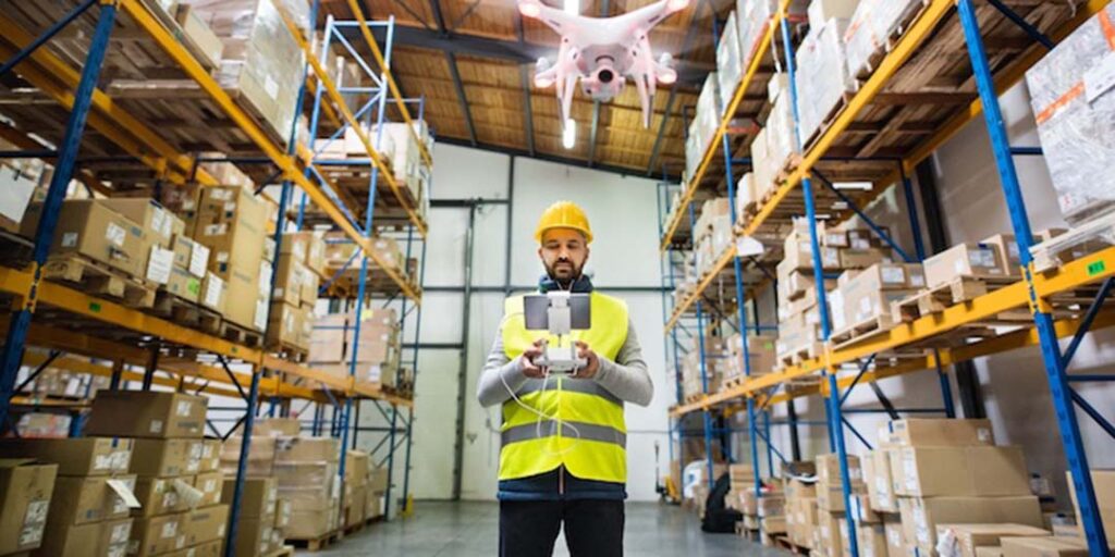 A man working in warehouse.